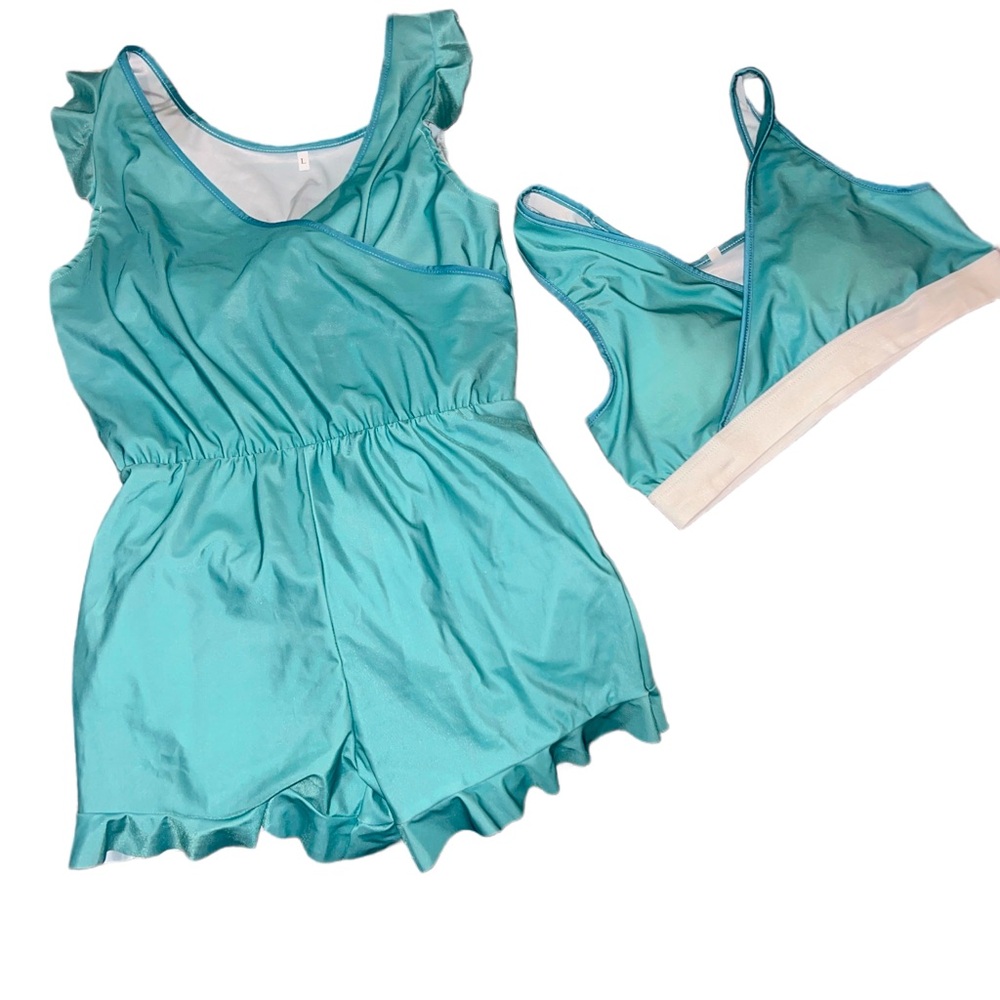 Bathing suit romper with matching top